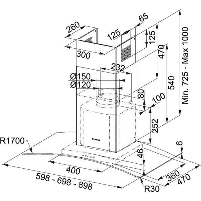 Вытяжка  FAR 625 Franke Arch FAR 625 Нержавеющая сталь стекло - Вид №1