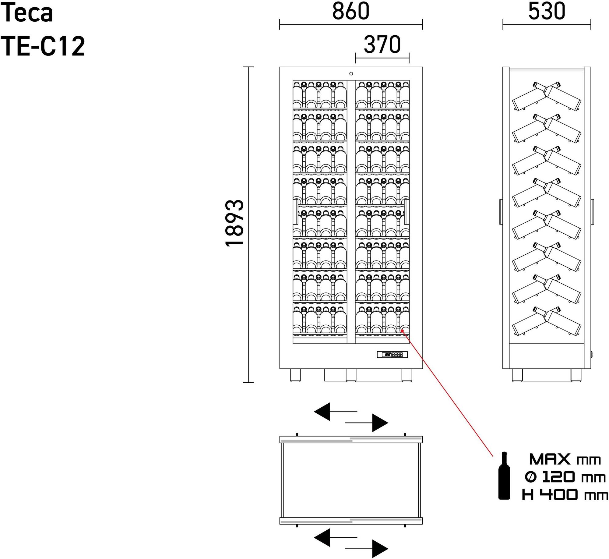 EXPO Алюминиевый винный шкаф с рамой из МДФ Teca Te-m12 / te-c12 - Вид №6