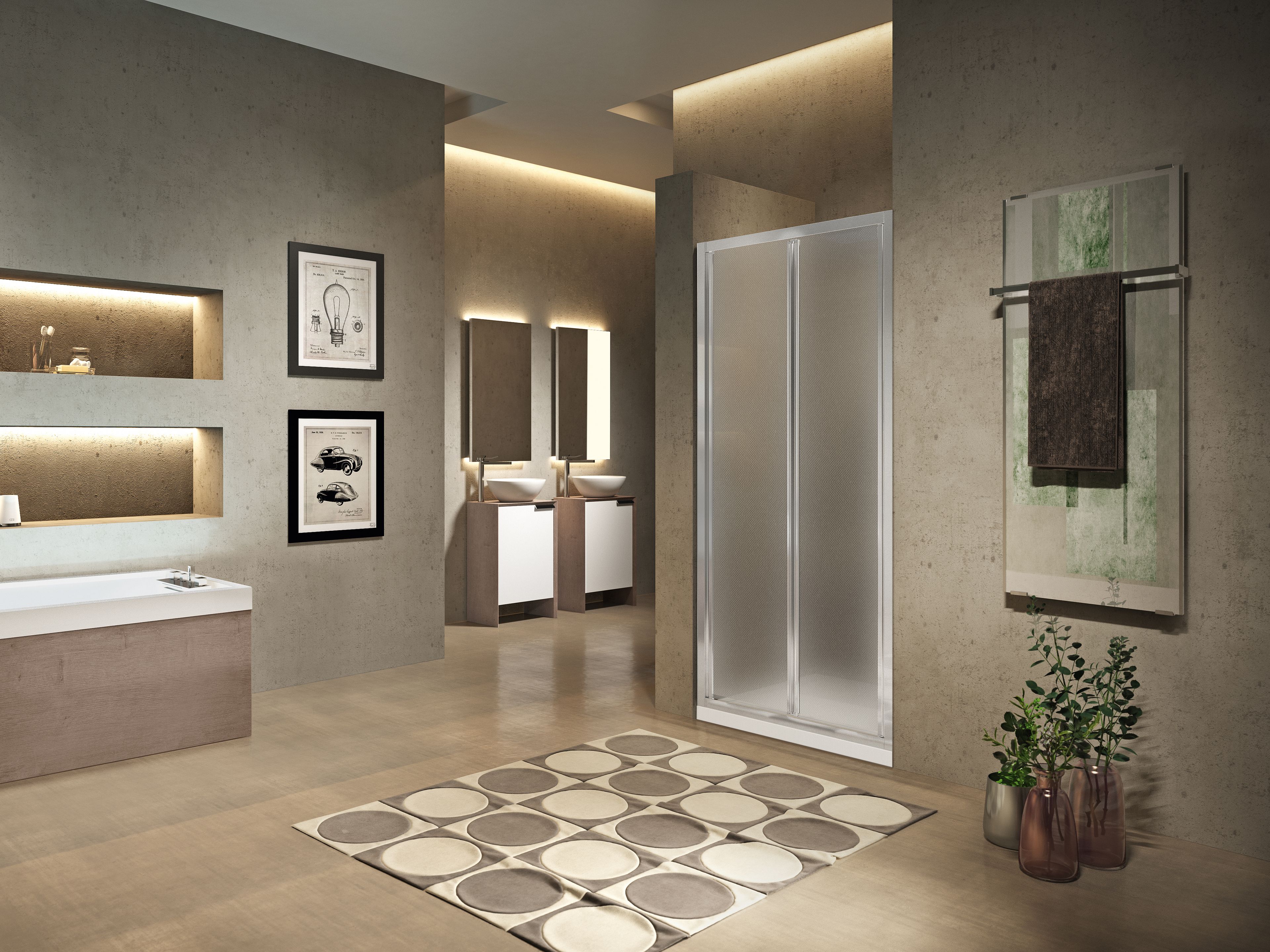 Нишевая душевая кабина с сильфонной дверью Novellini Lunes ARCH-00137698