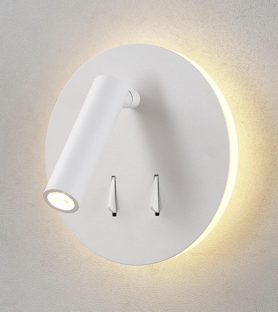Спот настенный светодиодный с выключателем и подсветкой белый Crystal Lux CLT 223W WH CRYSTAL LUX CLT 223W 00-3925934 Белый  - Вид №2