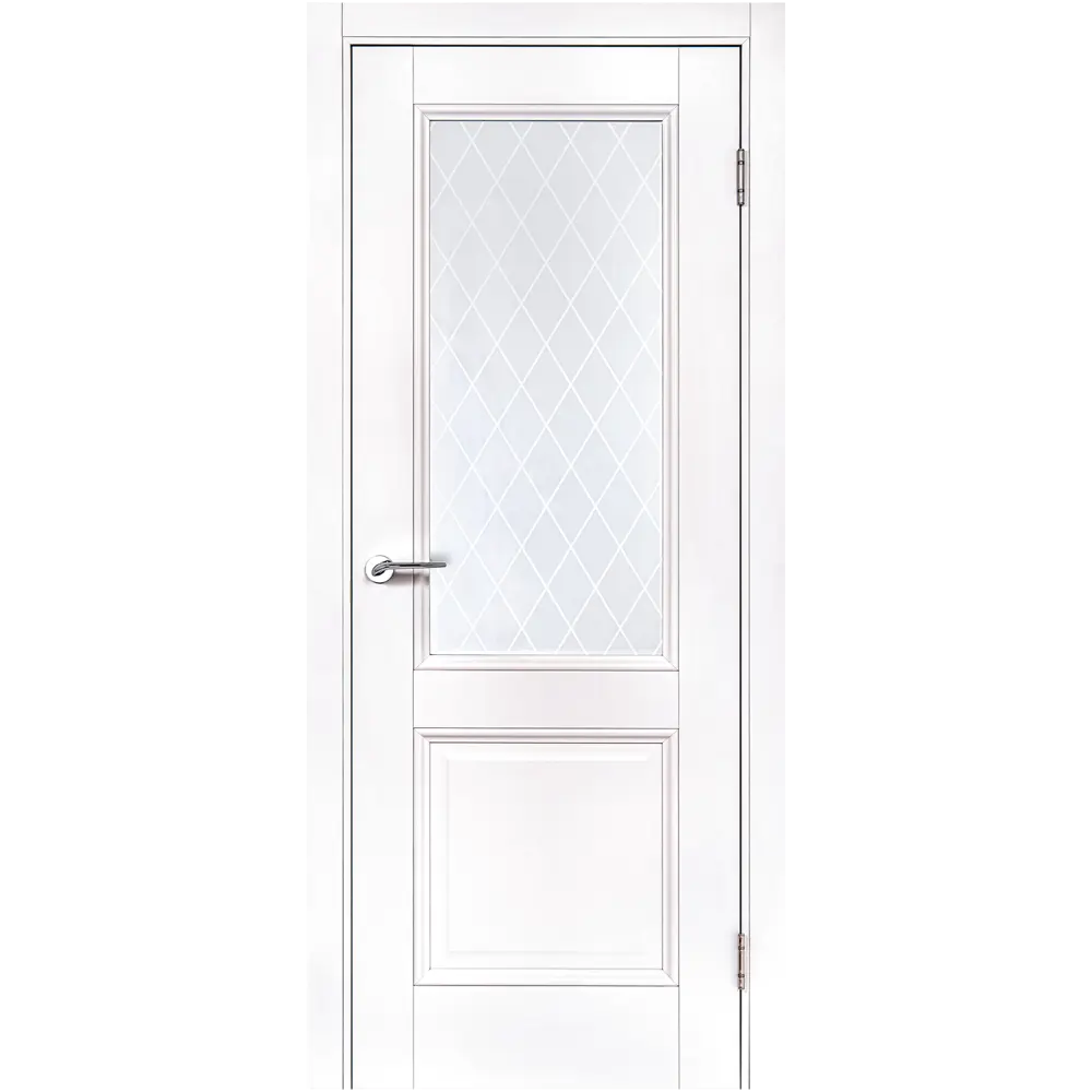 Комплект двери Палермо со стеклом 80x200 см полипропилен цвет аляска без доборов PORTIKA STLM-2121946