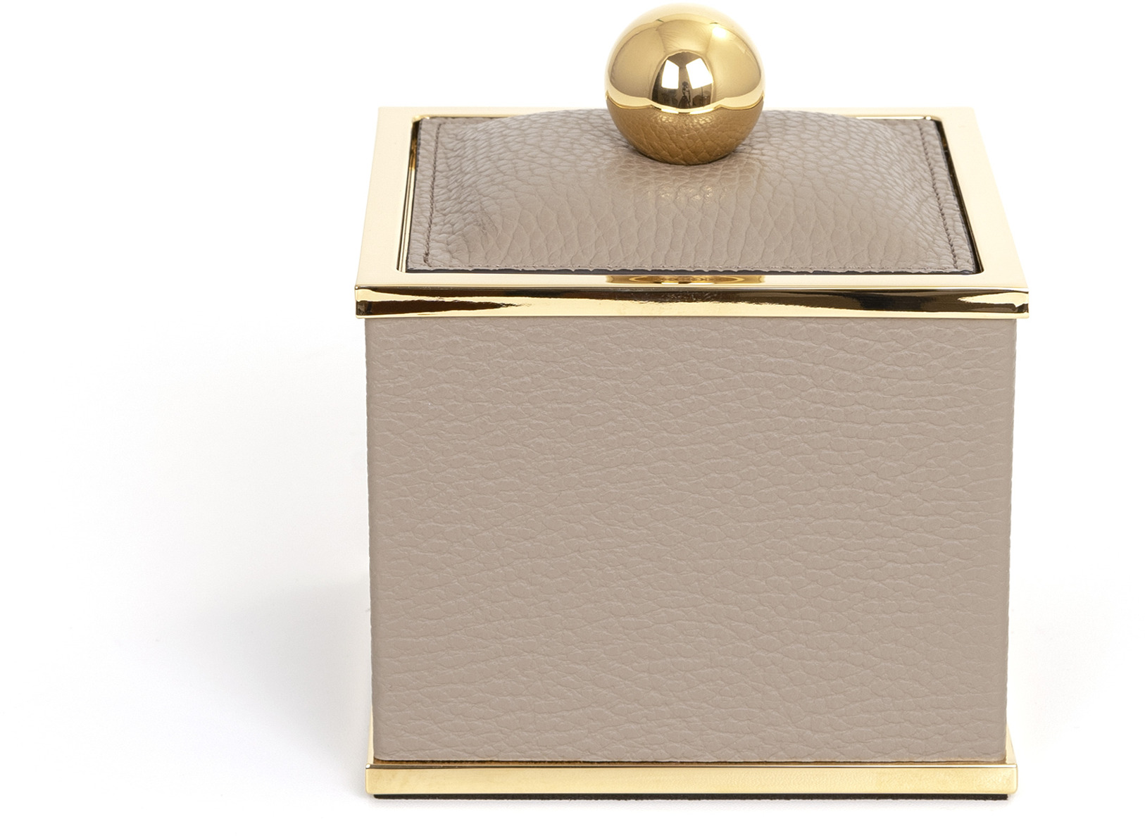 Держатель для ватных дисков Olimpia Square Square - 10,5X10,5XH11 см / металл-отделка_золото / плетеная кожа_серо-коричневый