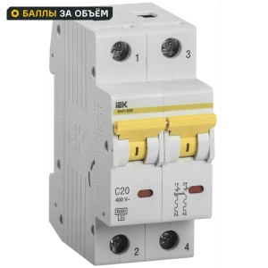 Автоматический выключатель IEK ВА47-60M 2Р C20 А 6 кА MVA31-2-020-C 84281368 STLM-2062864