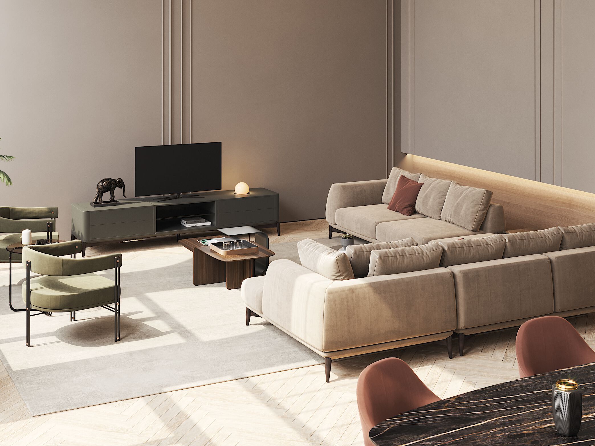 Низкий деревянный шкаф для телевизора с ящиками PRADDY Natur ARCH-00073772 - Вид №6