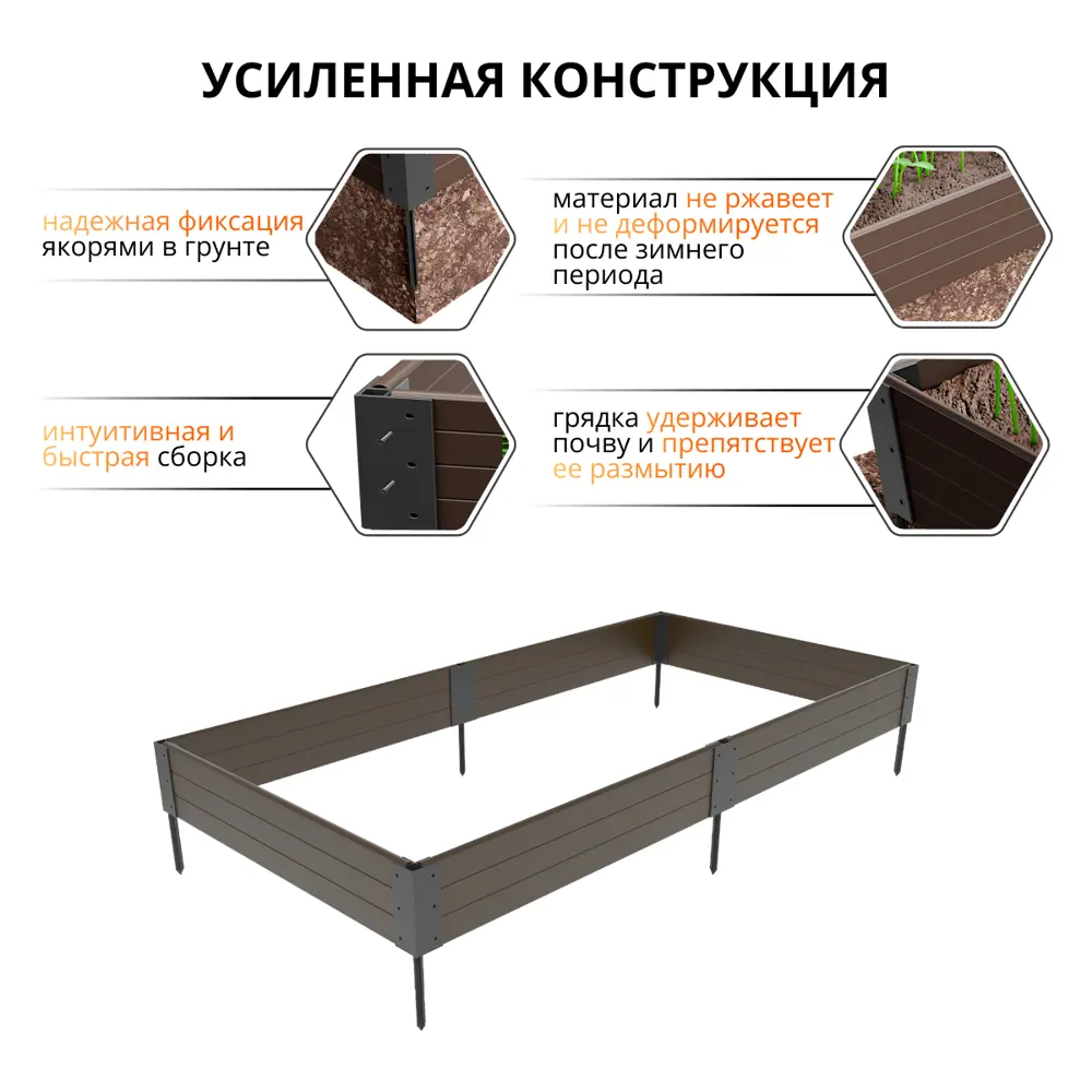 Грядка садовая Gidrolica 207x74x16 см цвет коричневый Santreyd STLM-2014838 - Вид №1