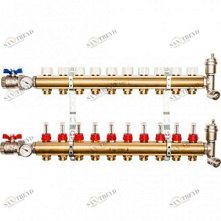 Коллектор из латуни на 10 вых. с расходомерами STOUT SMB0473000010
