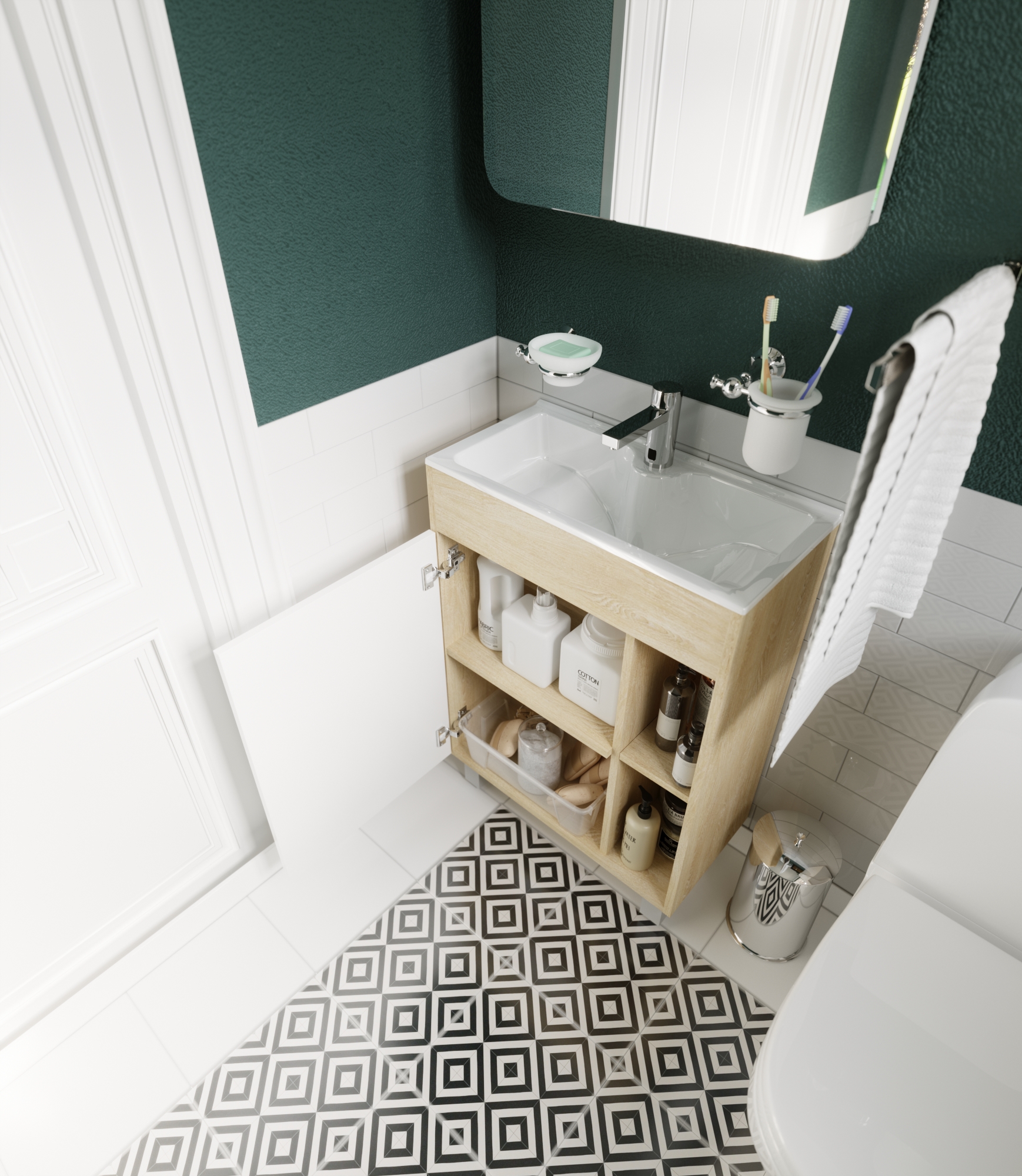 У83300 Тумба с раковиной Lido 60Н 1д. Дуб Сонома 1 Marka LIDO - Вид №2