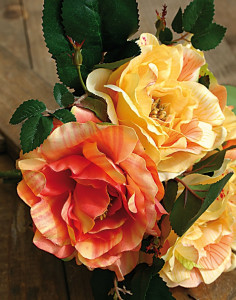 2664 306 a3 Искусственный букет роз, 5-цветков, 24 см, желто-оранжевый H-andreas