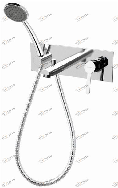 Rubinetterie Mariani Смеситель для ванны настенный с ручным душем с тарелкой Noir 175 - no