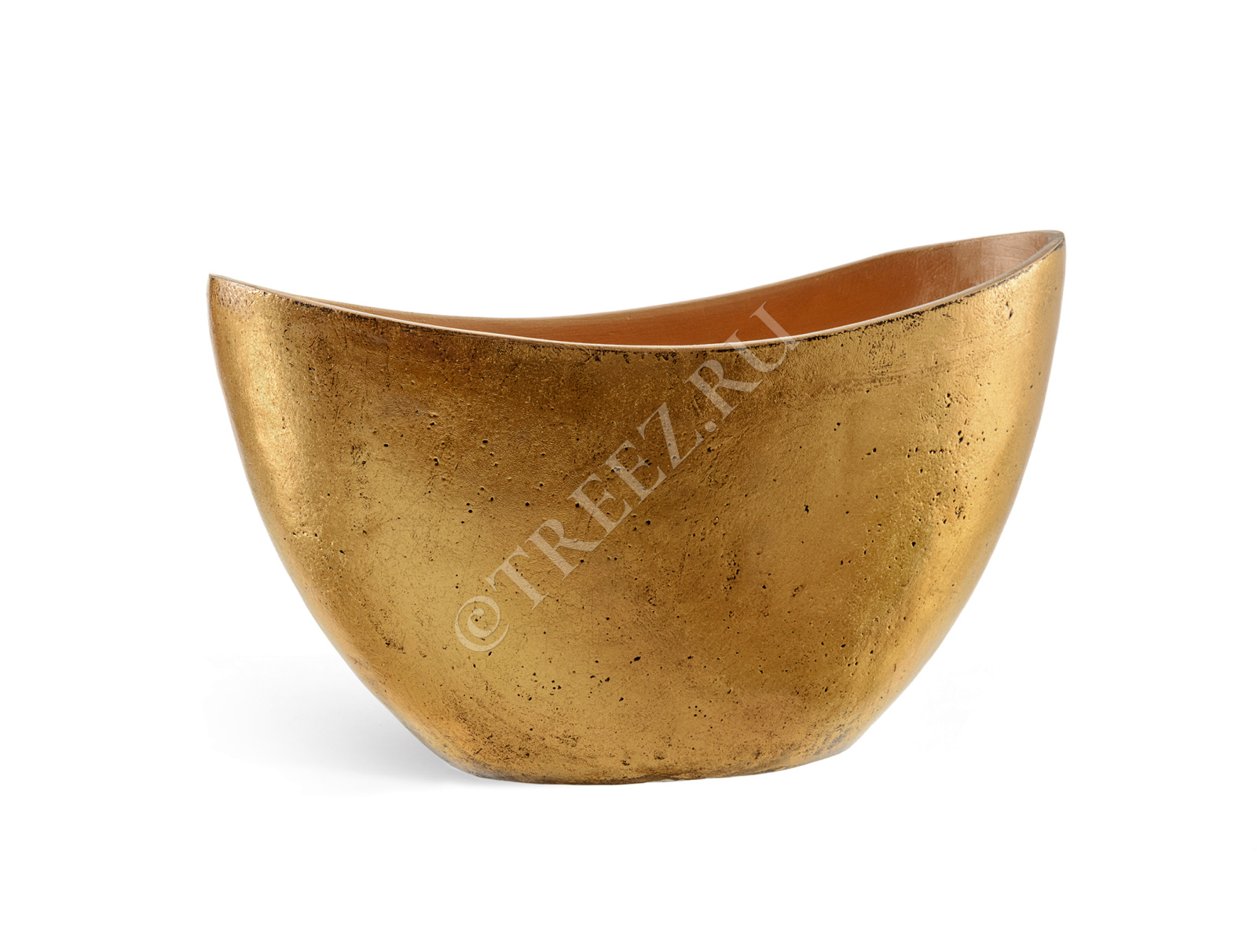 41.3321-04-054-GLD-20/37 Кашпо  Effectory - серия Metal - Ваза-Лодка малая - Сусальное золото Цветочная коллекция 