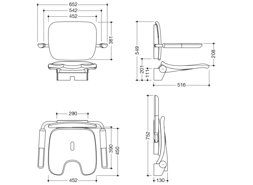 802.51.23860 Складное сиденье премиум-класса HEWI Serie 802 LifeSystem  - Вид №3