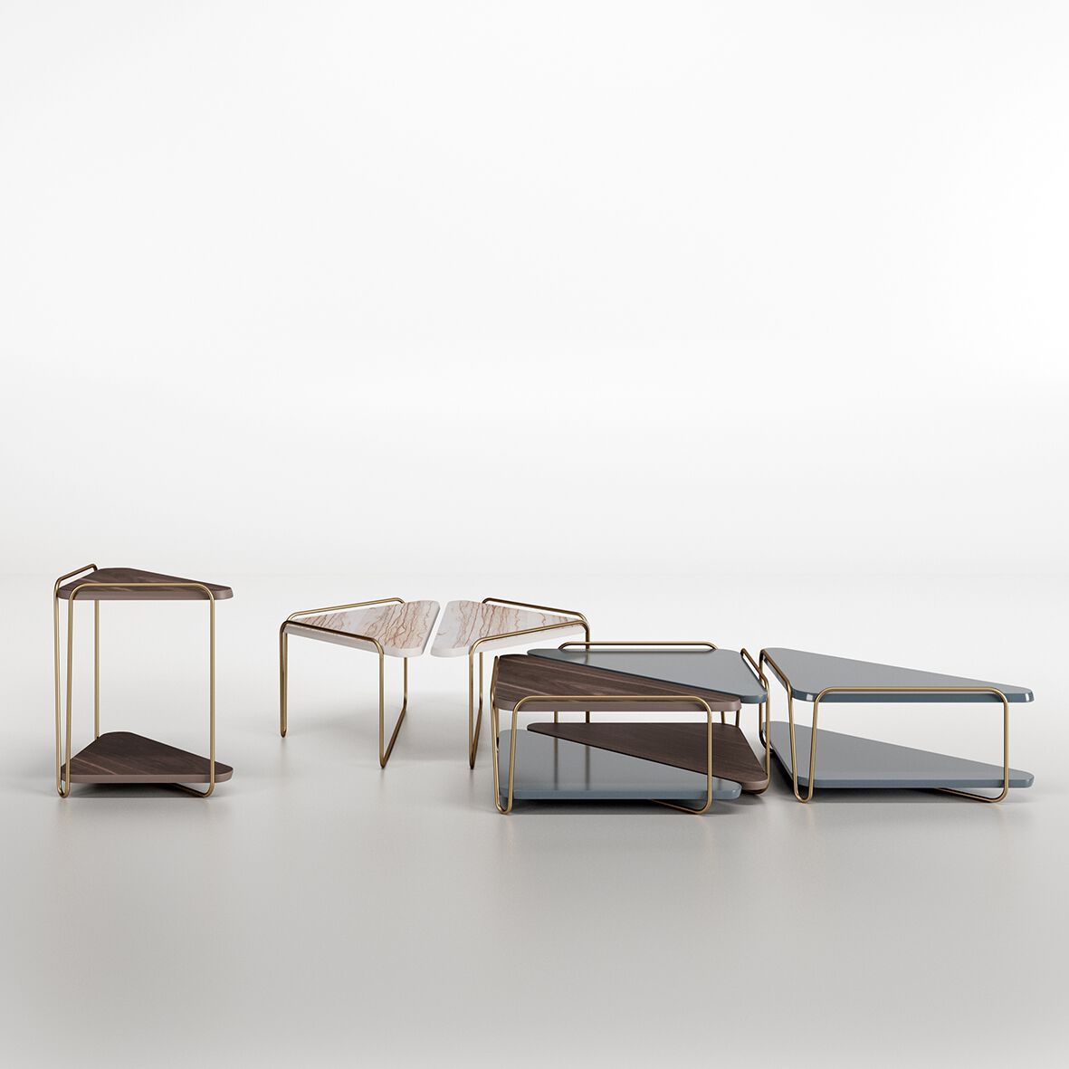 Высокий деревянный треугольный журнальный столик Bizzotto Italia Нара ARCH-00112030 - Вид №1