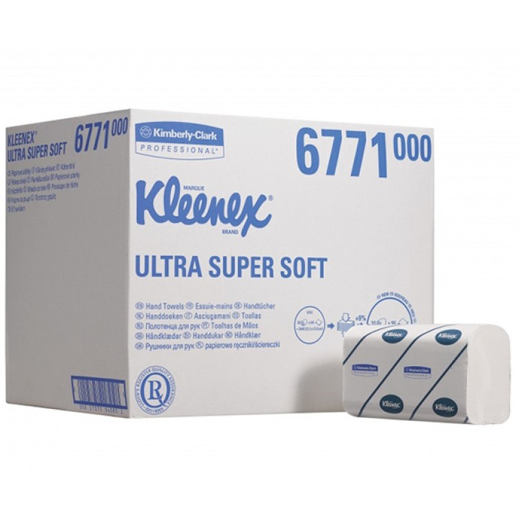 6771 Kimberly Clark Полотенца бумажные листовые Kimberly Clark Super Soft 6771 Z-сложения 3-слойные премиум-класса - 30 пачек по 96 листов 