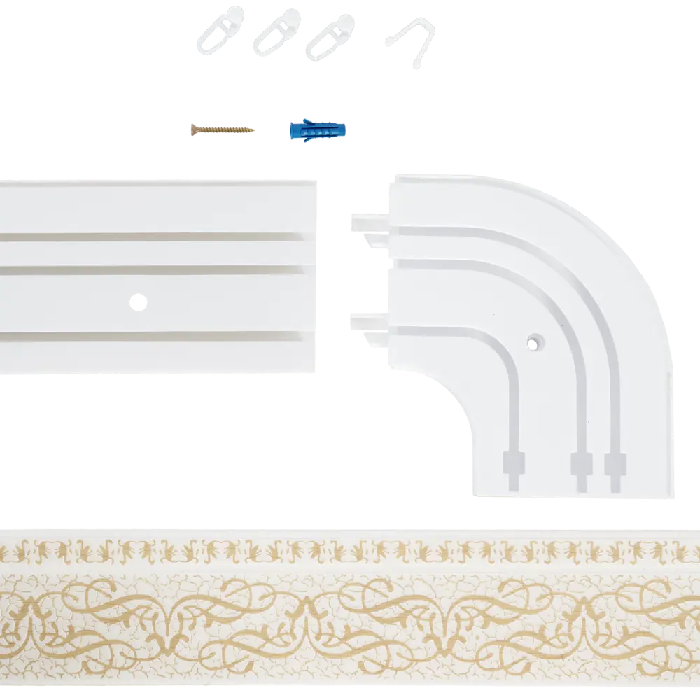 Карниз трехрядный Прима 160 см пластик цвет ваниль DOMLEGRAND STLM-2117200 - Вид №1