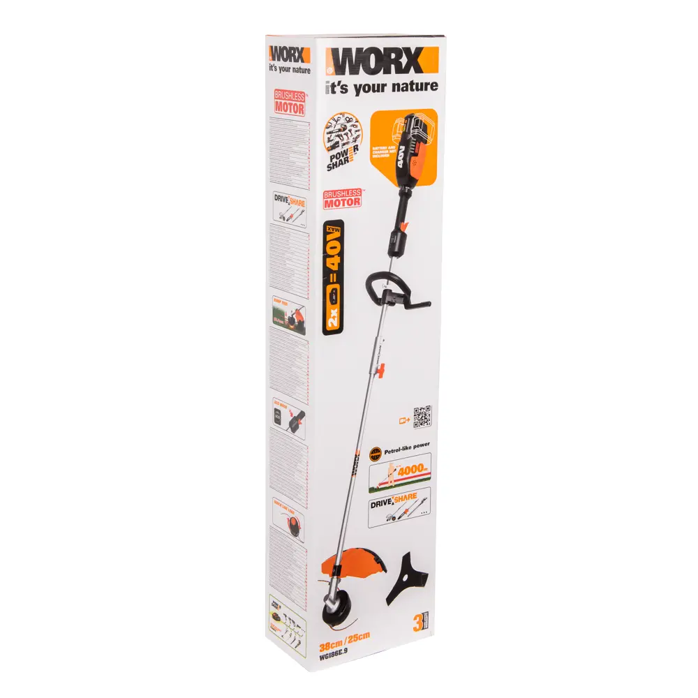 Триммер аккумуляторный бесщёточный Worx WG186E.9 20 В АКБ и ЗУ не входит в комплект STLM-2153470 - Вид №3