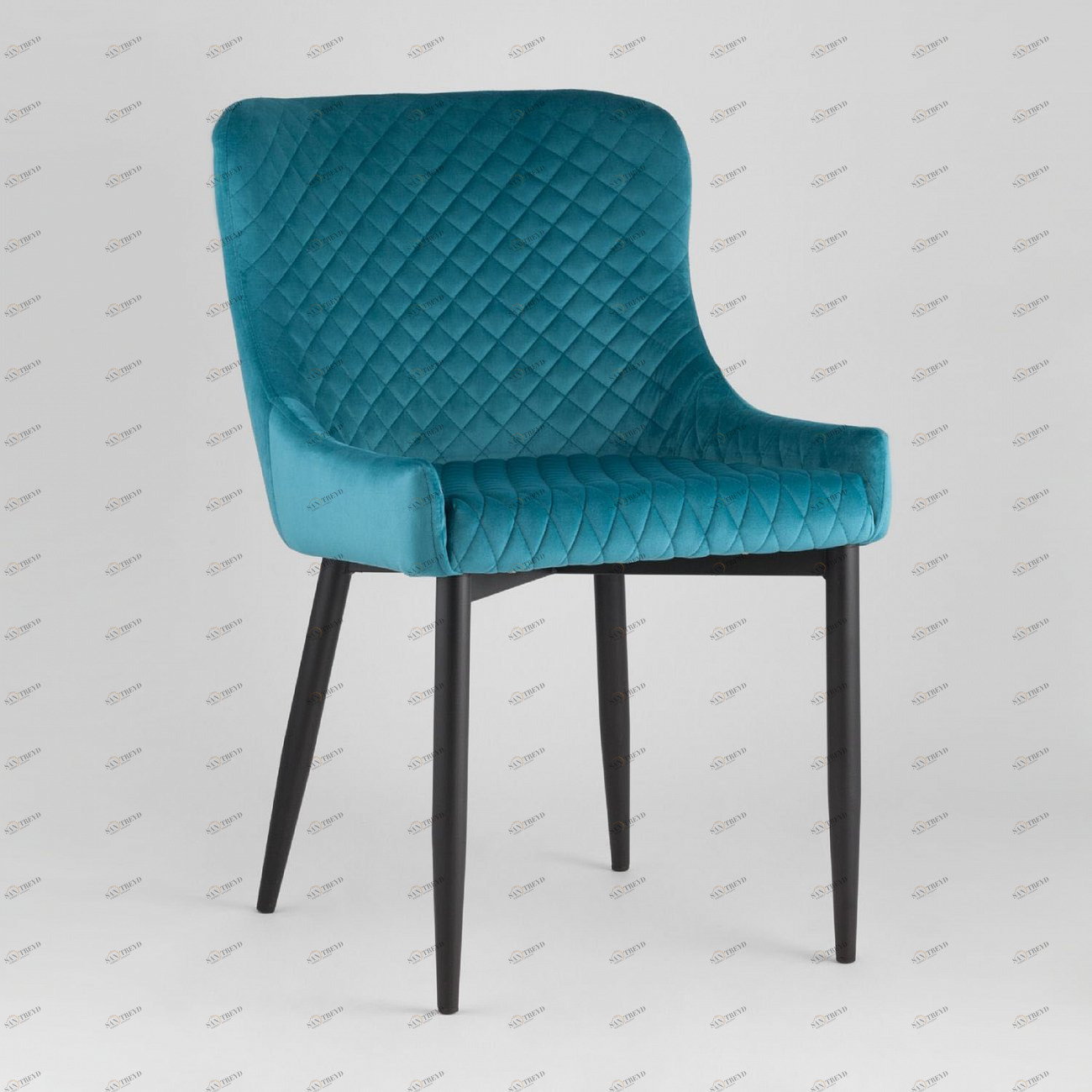 Стул мягкий со спинкой темно-бирюзовый с черными металлическими ножками "Ститч" STOOL GROUP ДИЗАЙНЕРСКИЕ 00-3881931 Голубой 