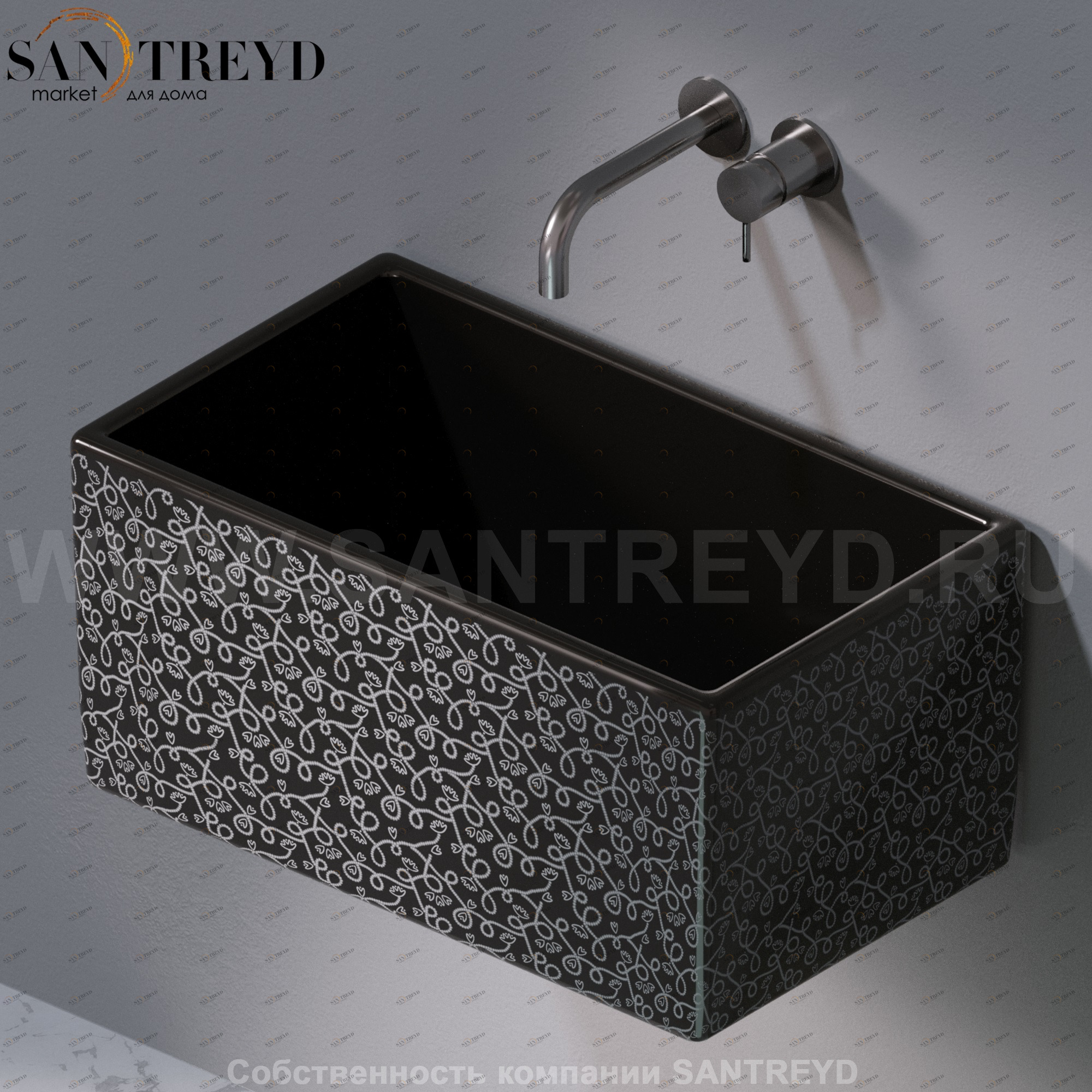 L112401 Подвесная раковина настенная прямоугольная A. e T. Italia Tower черная AeT ITALIA