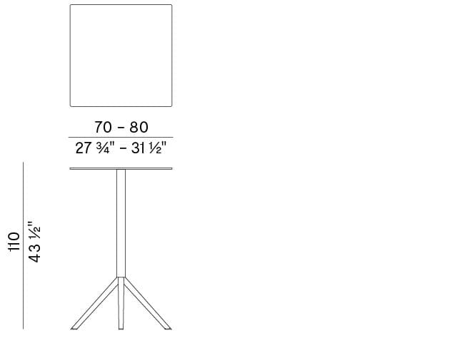 Высокий квадратный стол с откидным верхом из HPL Potocco OTX ARCH-00033954 - Вид №4