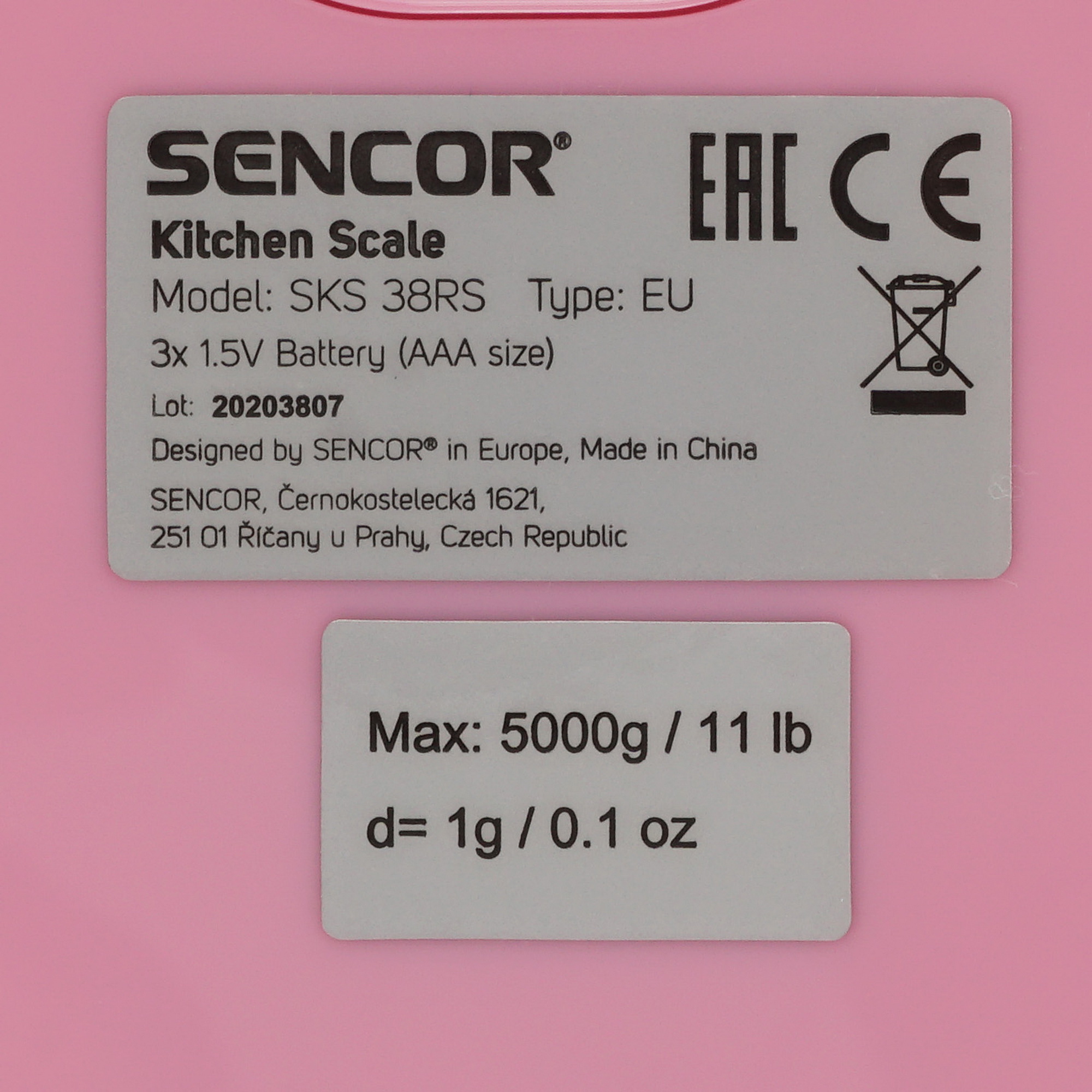 9904541 Кухонные весы SENCOR SKS 38RS розовый STDN-0075782 - Вид №3