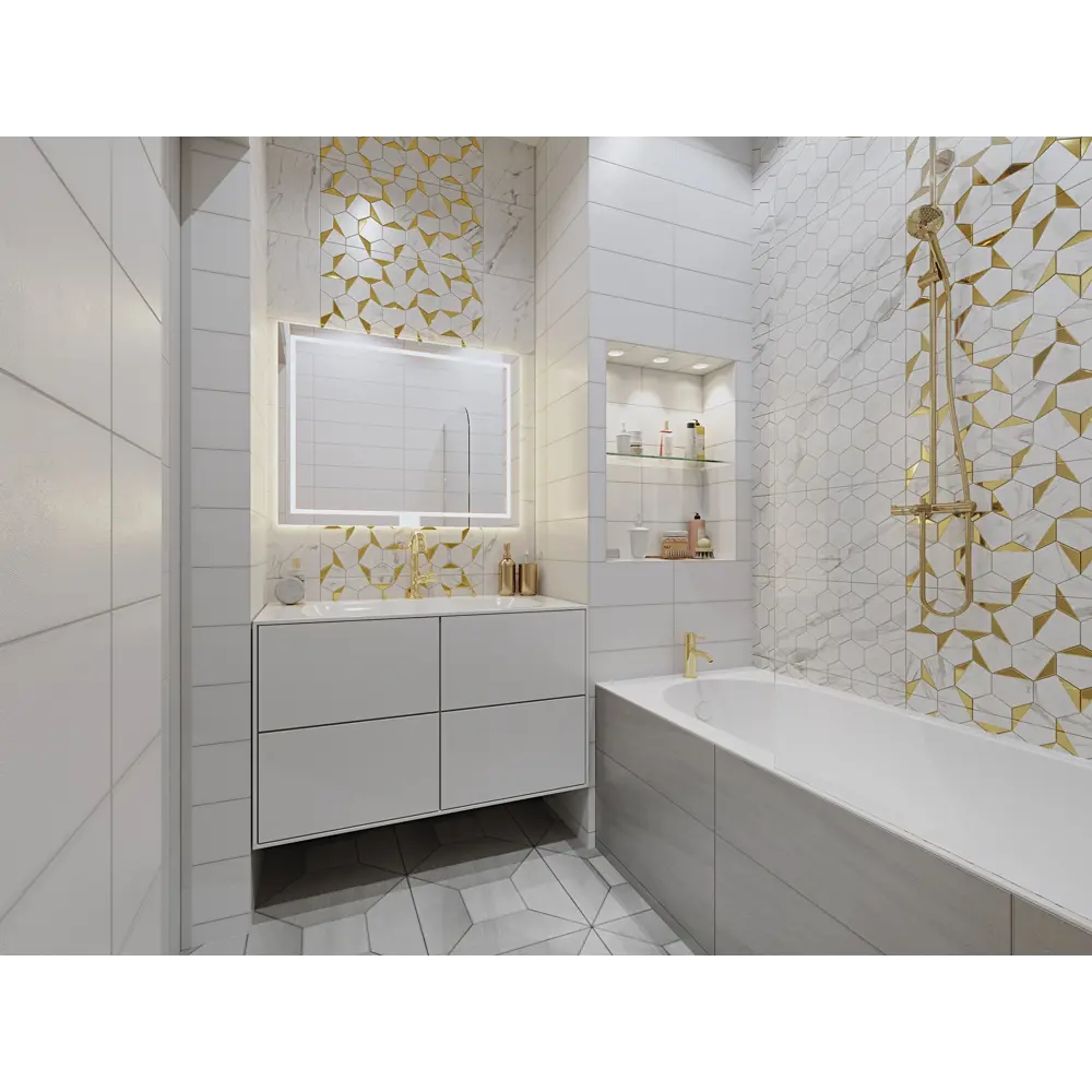 Плитка настенная Marble «Гексо» 60x30 см 1.62 м2 цвет белый матовый BELANI STLM-2145793 - Вид №4