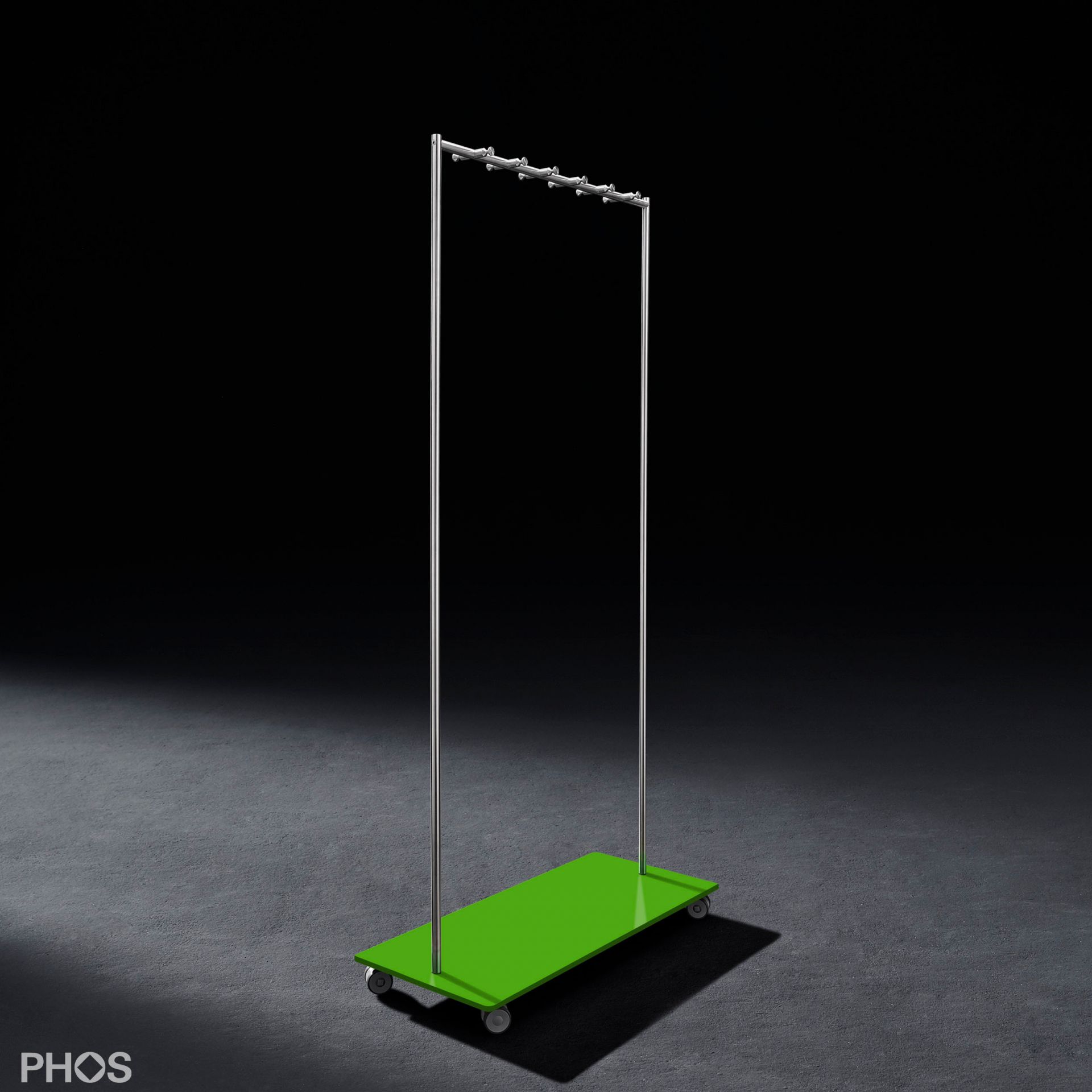 GW2-BPGr Гардеробная тележка Twin Pur с 12 крючками для одежды, основание: зеленое. PHOS  - Вид №1