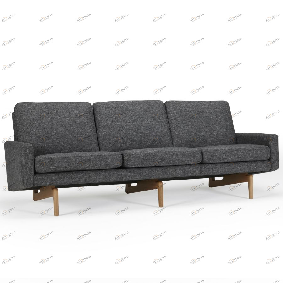 Диван трехместный Egsmark с мягкими подлокотниками, лакированный дуб, темно-серый Kragelund 20003202248