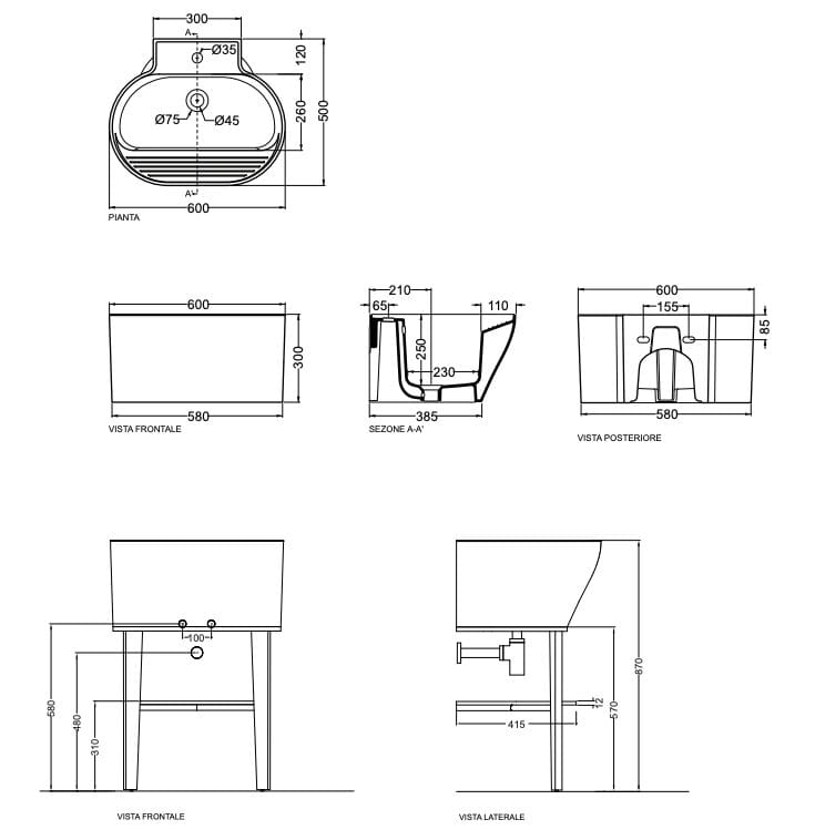 Керамическая овальная консольная раковина COLAVENE Tino&amp ARCH-00040928 - Вид №1