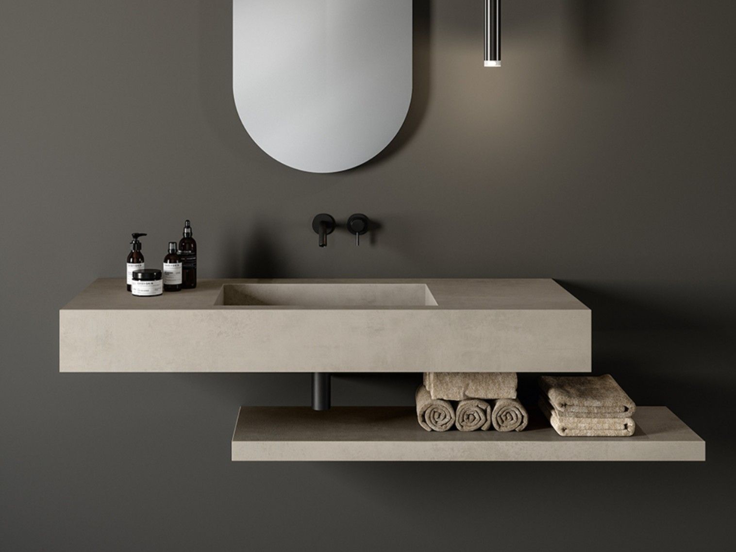 Одиночная подвесная раковина из керамогранита Atlas Concorde Habitat Contract ARCH-00070716