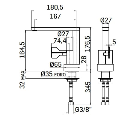 Смеситель для раковины с одним отверстием Mamoli Castiglioni ARCH-00091863 - Вид №4
