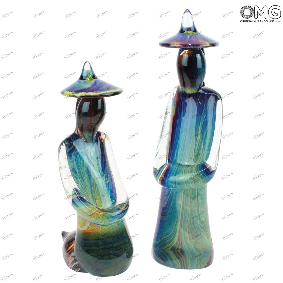 1578 ORIGINALMURANOGLASS Скульптура Китайская пара - автор Andrea Tagliapietra - муранское стекло 10 см 