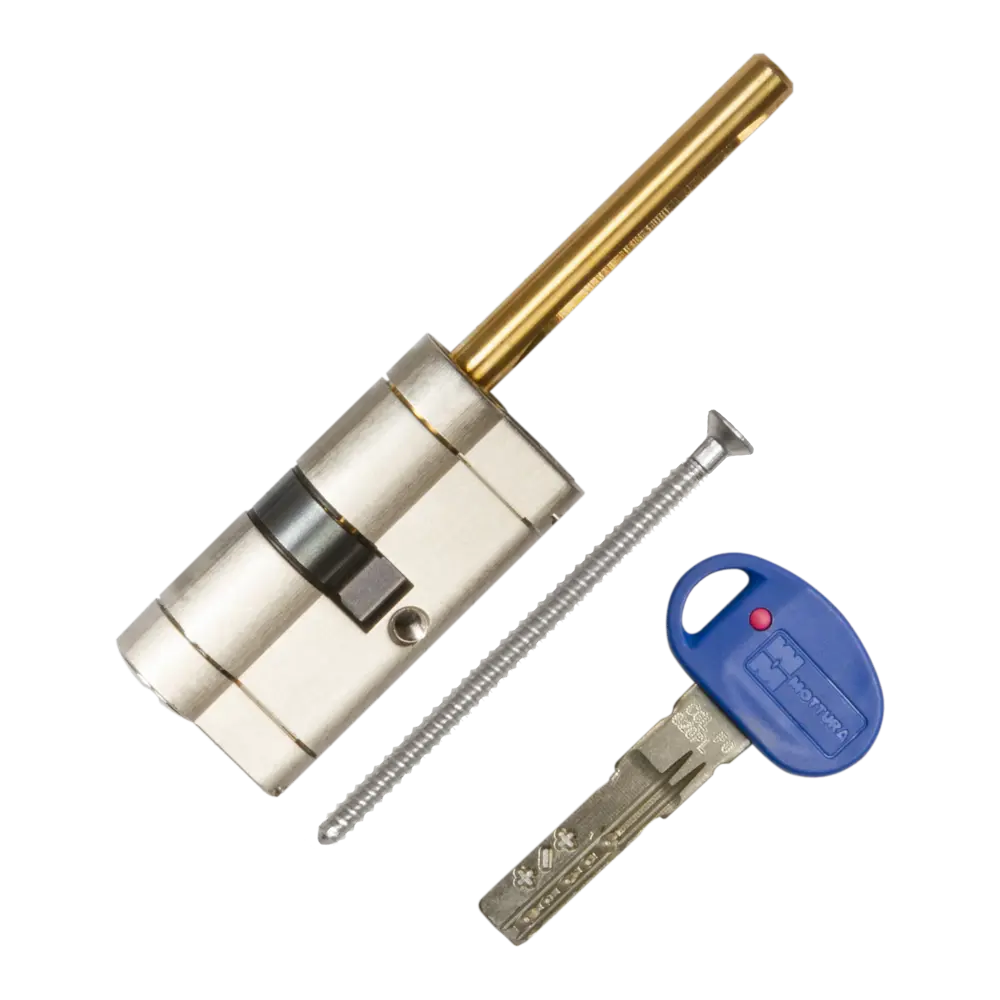 Цилиндр Mottura Champions Pro CP4P613101С5, 56x10x26 мм, ключ/шток, цвет матовый никель, без вертушки STLM-2118855 - Вид №1