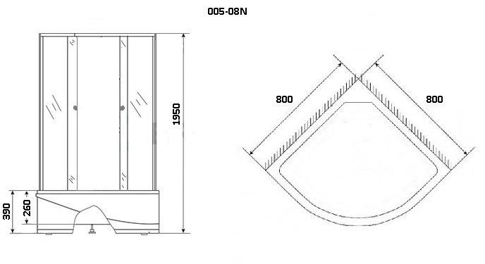 Душевой уголок NG- 005-08N (800х800х1950) высокий поддон(39см) стекло МАТОВОЕ Niagara ECO 0050822N - Вид №2