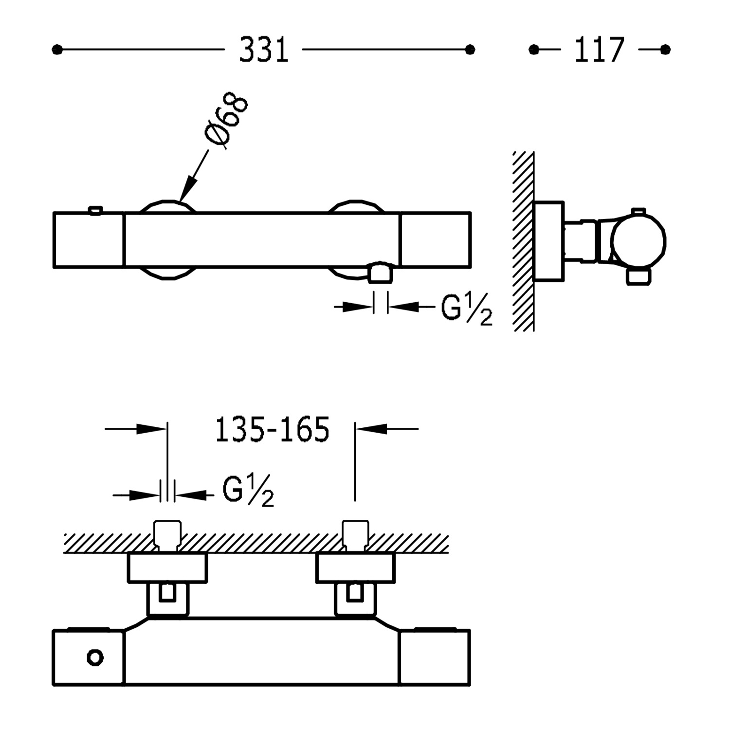 Настенный термостатический смеситель для душа TRESMOSTATIC-06116209 TRES Thermostatic - Вид №1