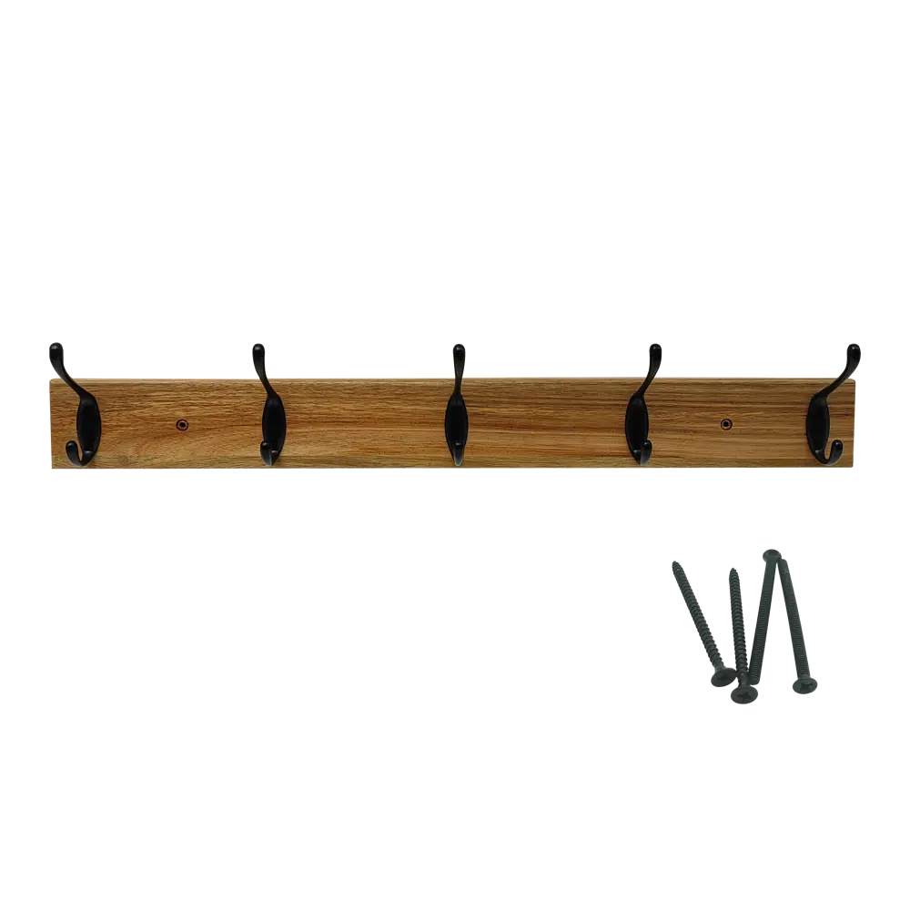 Вешалка настенная KONSENSA 5 крючков Tiago 62x9.5x7.4 см цвет черный STLM-2200557 - Вид №1