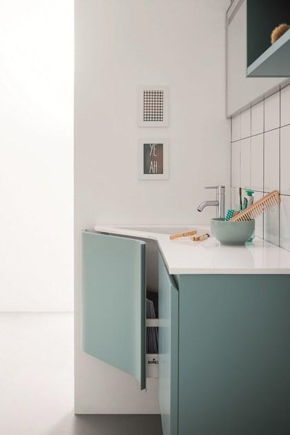 Birex Подвесная лакированная угловая тумба под умывальник Lapis sun-id-1448023 - Вид №1