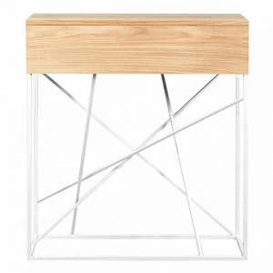 Консоль узкая с деревянной столешницей, светлый дуб и металлическим основанием Wilson INTELLIGENT DESIGN  261074 Бежевый;хром