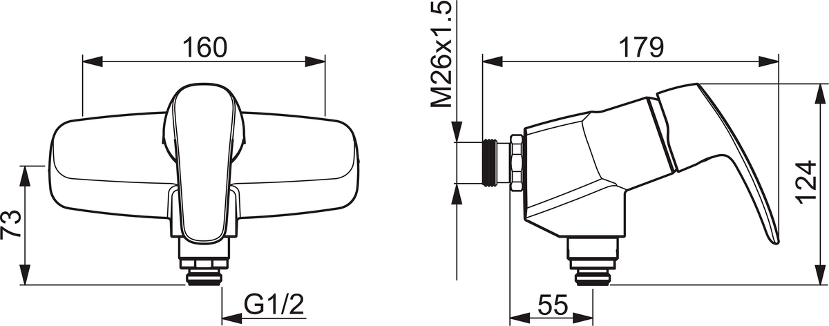Oras 1085 Смеситель для душа, 160cc 1085 Safira Хром  - Вид №1