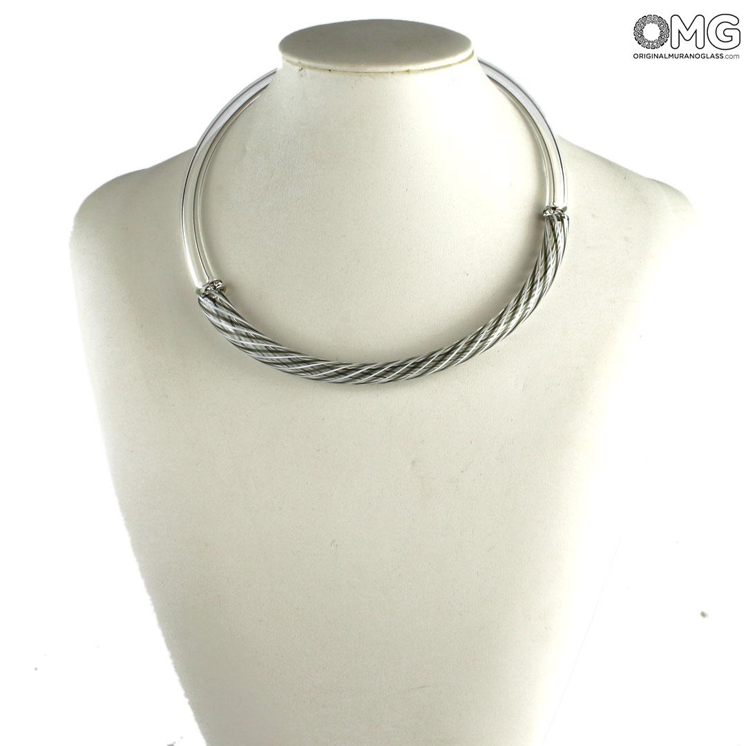 4422 ORIGINALMURANOGLASS Колье Дениз Белое - филигрань - муранское стекло OMG 21 см  - Вид №1