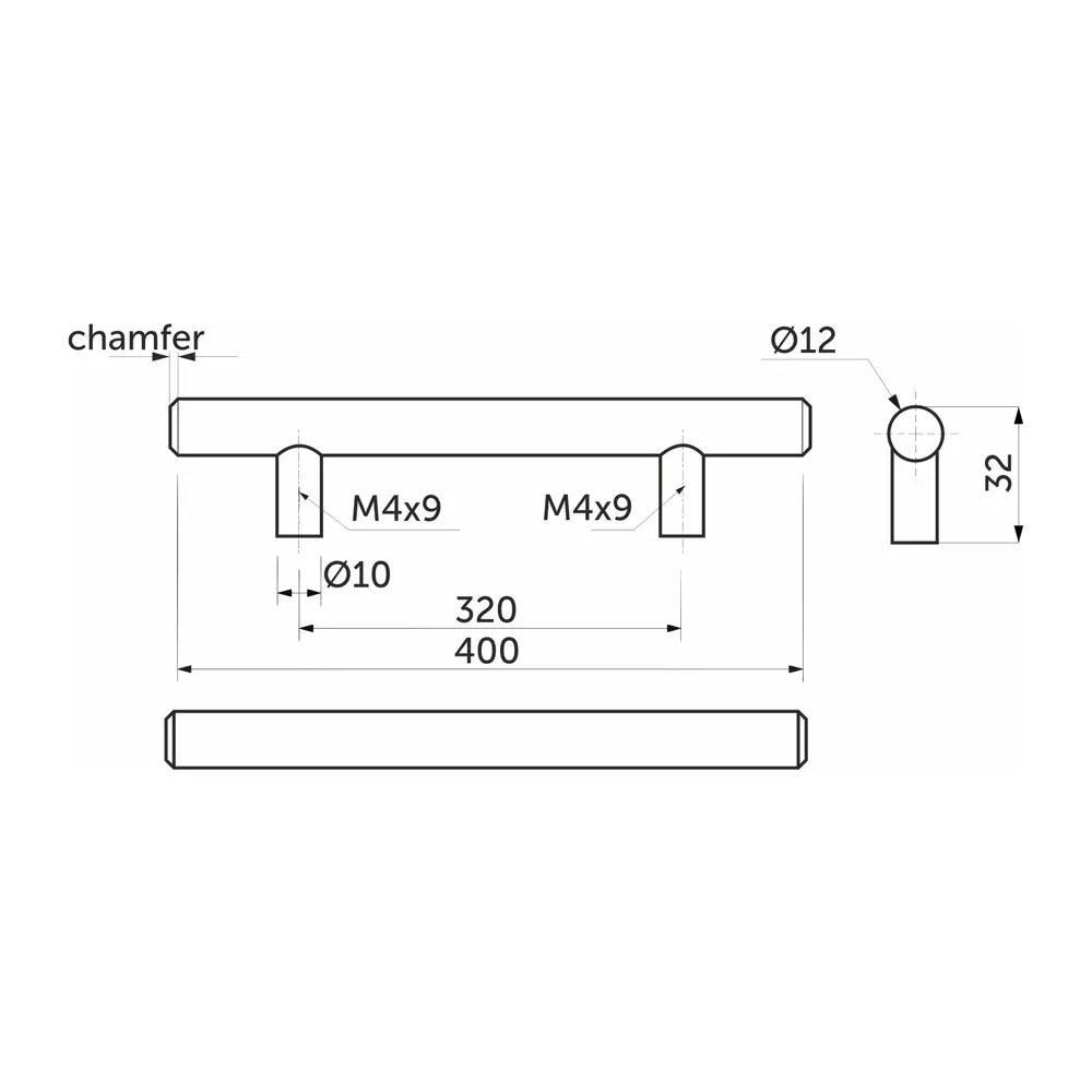 Мебельная ручка-рейлинг KONSENSA 400 мм черная STLM-2006082 - Вид №4