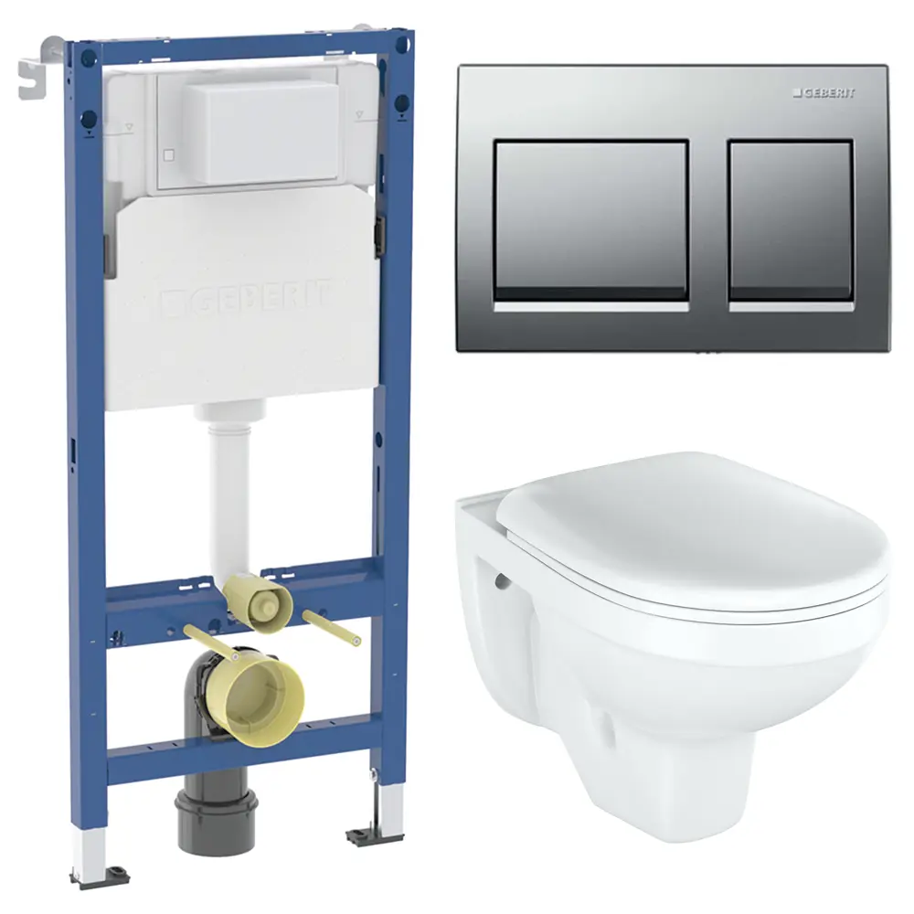 Комплект инсталляции Geberit Alpha с унитазом тип ободка закрытый Rosa Рио клавиша Geberit Alpha хром STLM-2174666