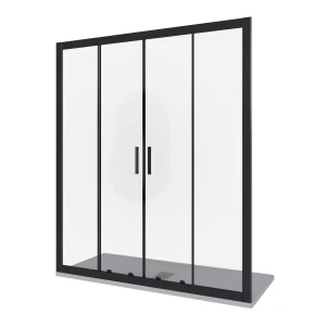 Душевая дверь Makiato 170x190см раздвижная профиль черный стекло прозрачное 5мм