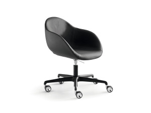 Кожаный регулируемый по высоте офисный стул с подлокотниками