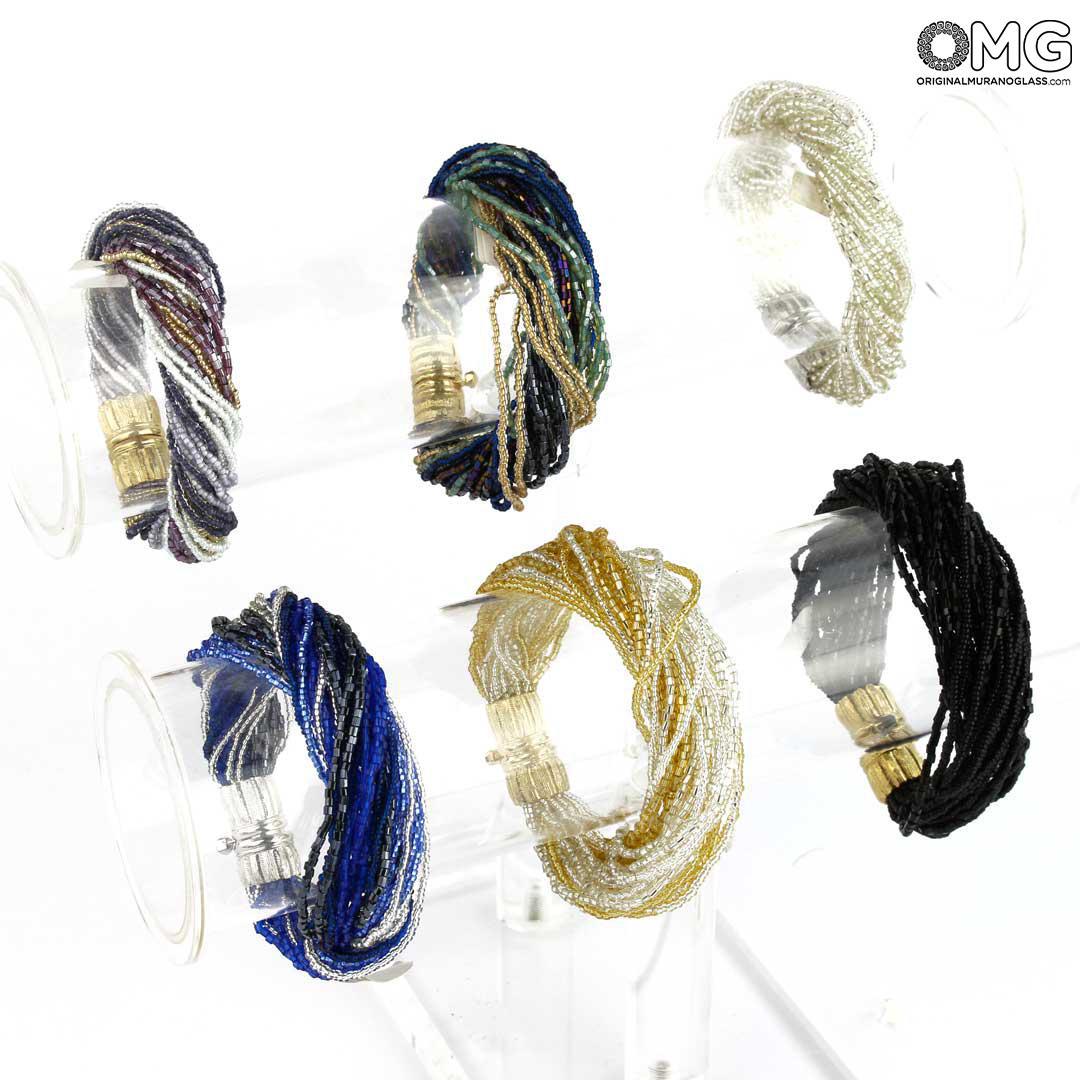 3696 ORIGINALMURANOGLASS Серебристый многониточный браслет - муранское стекло OMG 18 см  - Вид №1