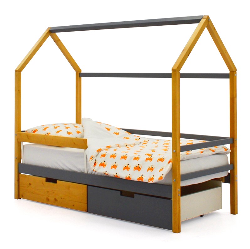 Кровать-домик детская дерево-графит Svogen БЕЛЬМАРКО  00-3833072 Бежевый Santreyd  - Вид №1