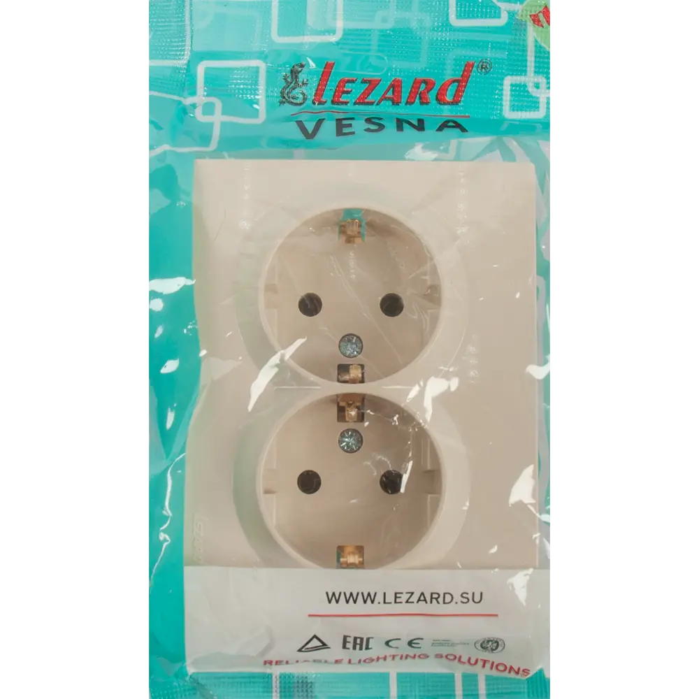 Двойная розетка Lezard Vesna с заземлением в кремовом исполнении 84408534 STLM-1574074 - Вид №5