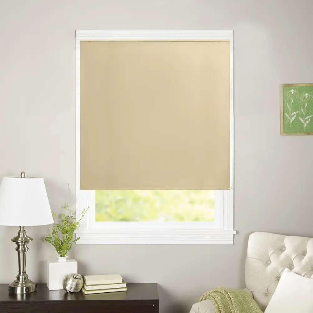 Рулонная штора KREAFORTA Karelia с полным затемнением в бежевом цвете 89390201 STLM-1576057 - Вид №9