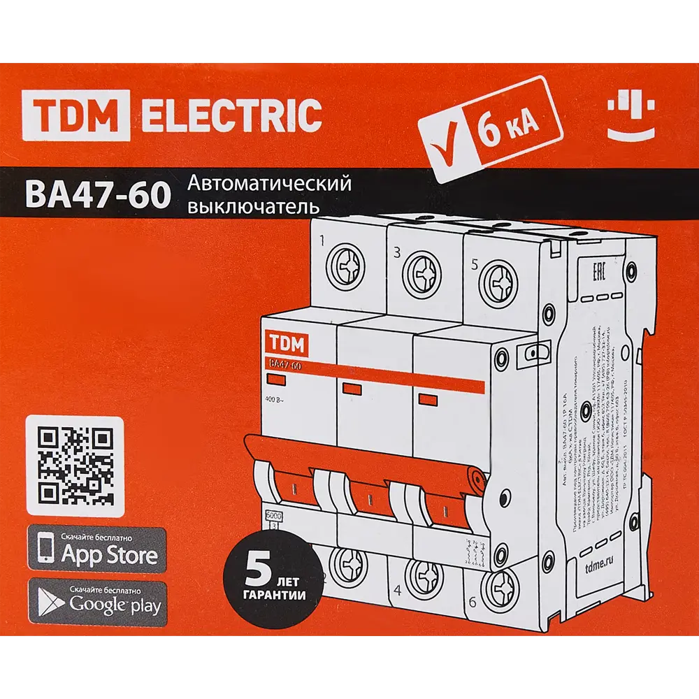 Автоматический выключатель TDM Electric ВА47-60 3P C16 А 6 кА SQ0223-0109 84399539 STLM-2164662  - Вид №5