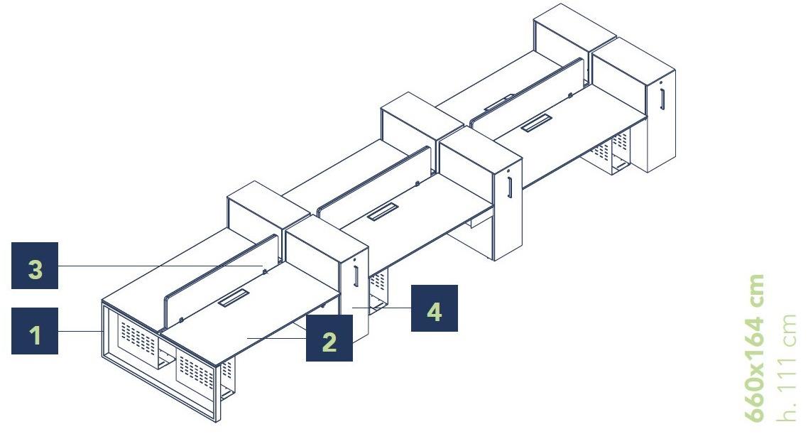 Bralco Рабочее место с разделительными панелями со встроенной полкой Loopy sun-id-1451620 - Вид №4