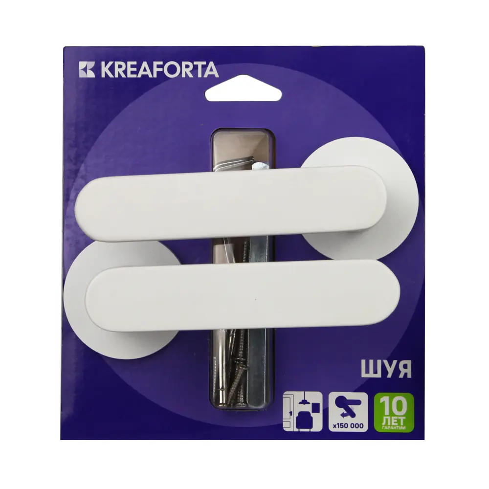 Дверная ручка на розетке KREAFORTA Шуя без запирания цвет белый STLM-2114827 - Вид №3