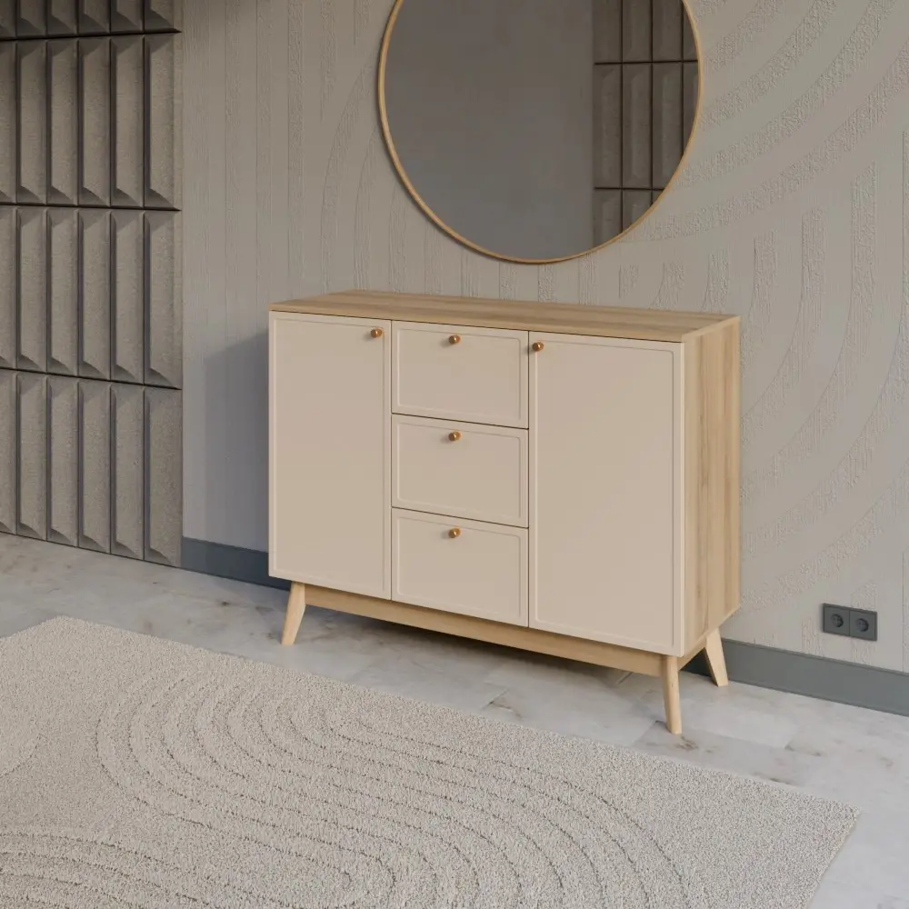 Комод KONSENSA Амьен 3 ящика 120x94x41.7 см ЛДСП цвет бежевый Лион STLM-2106596